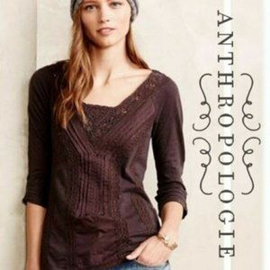 Anthropologie Meadow Rue Medley Lace Top Charcoal